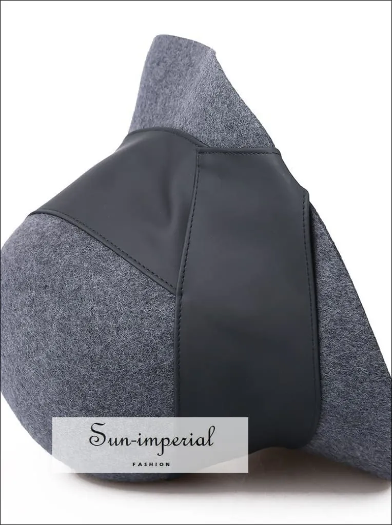 100% Wool Bucket Hat Women Elegant Winter Hats with Leather Trim