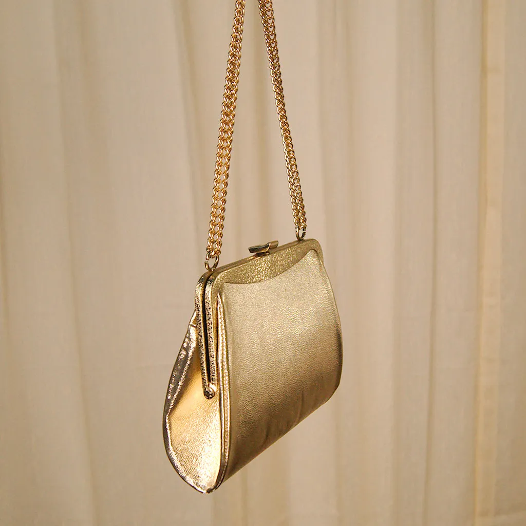 1950s Embossed Gold Handbag