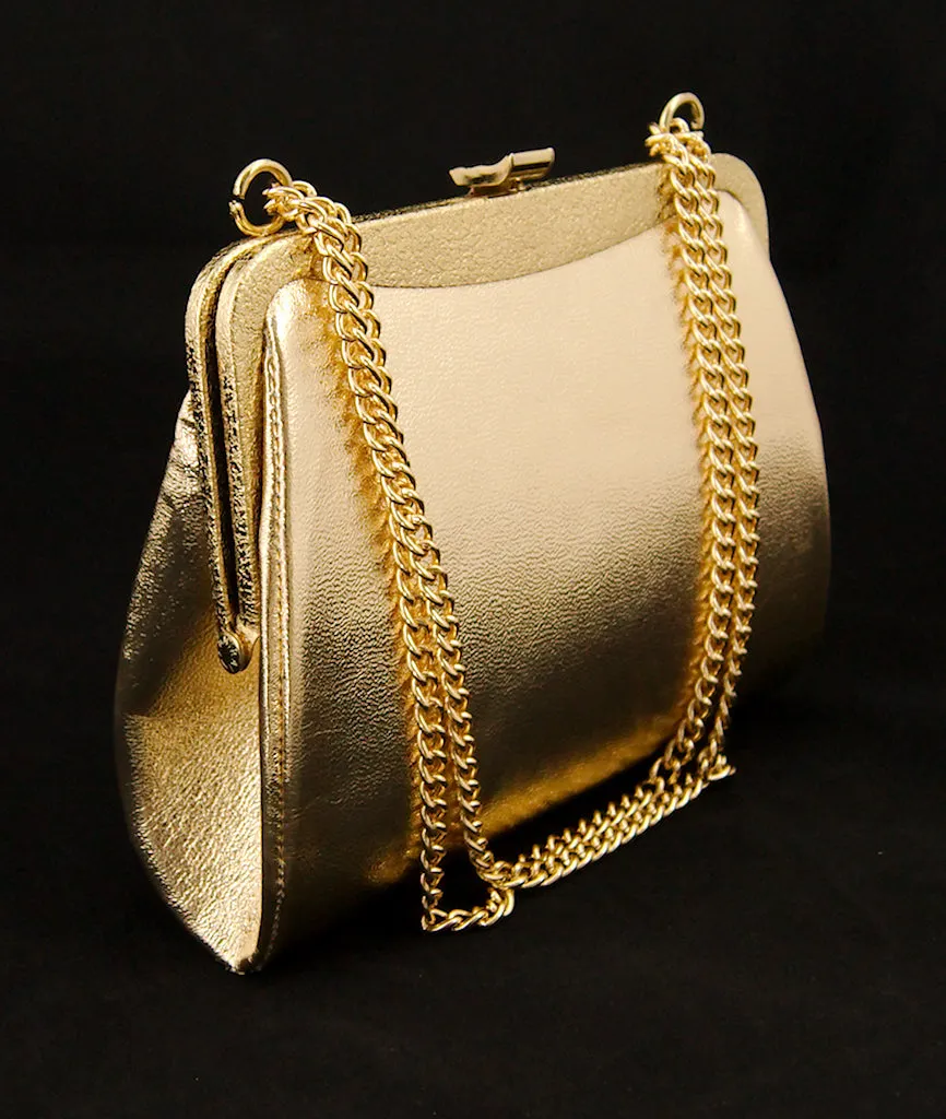 1950s Embossed Gold Handbag