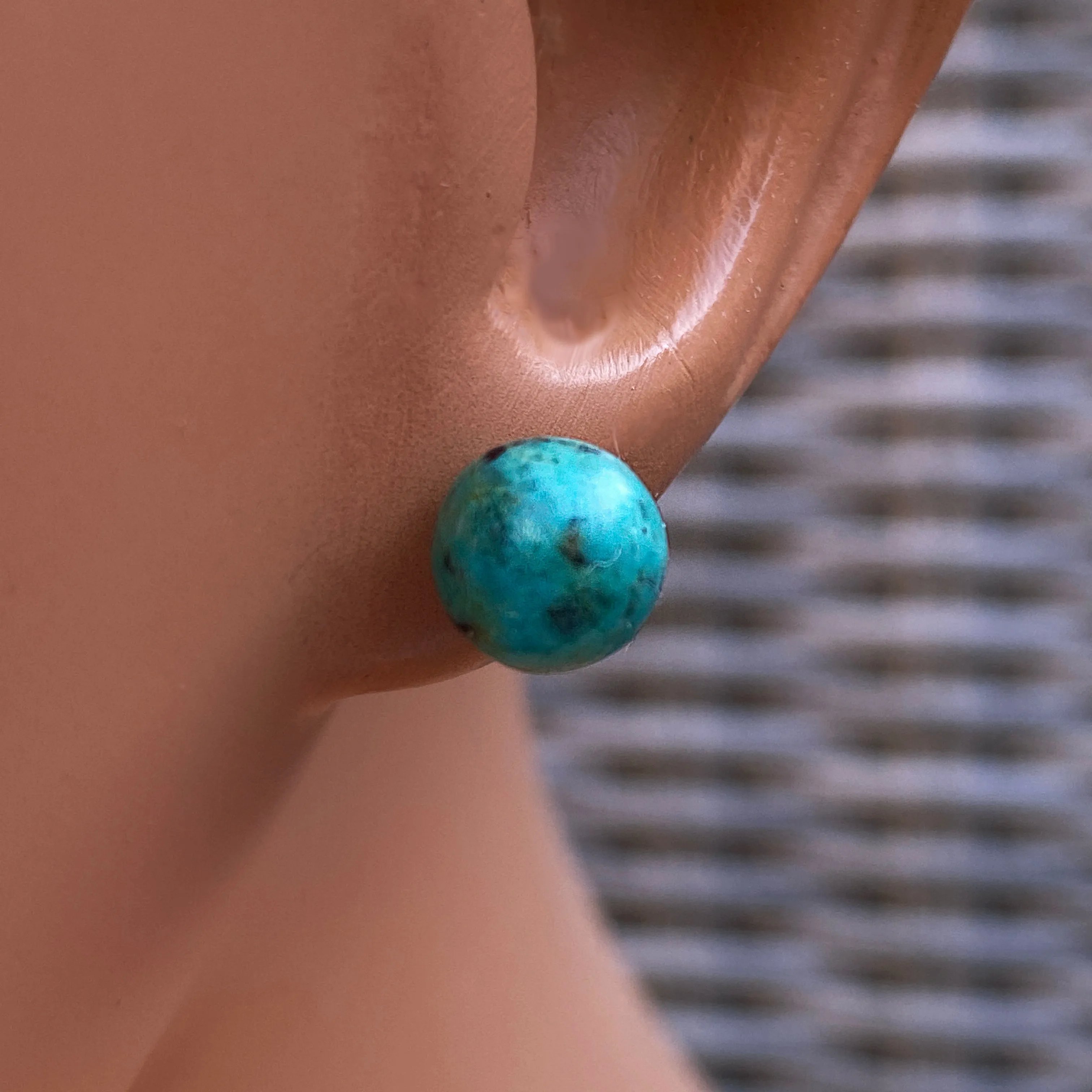 African Turquoise gemstone stud earrings