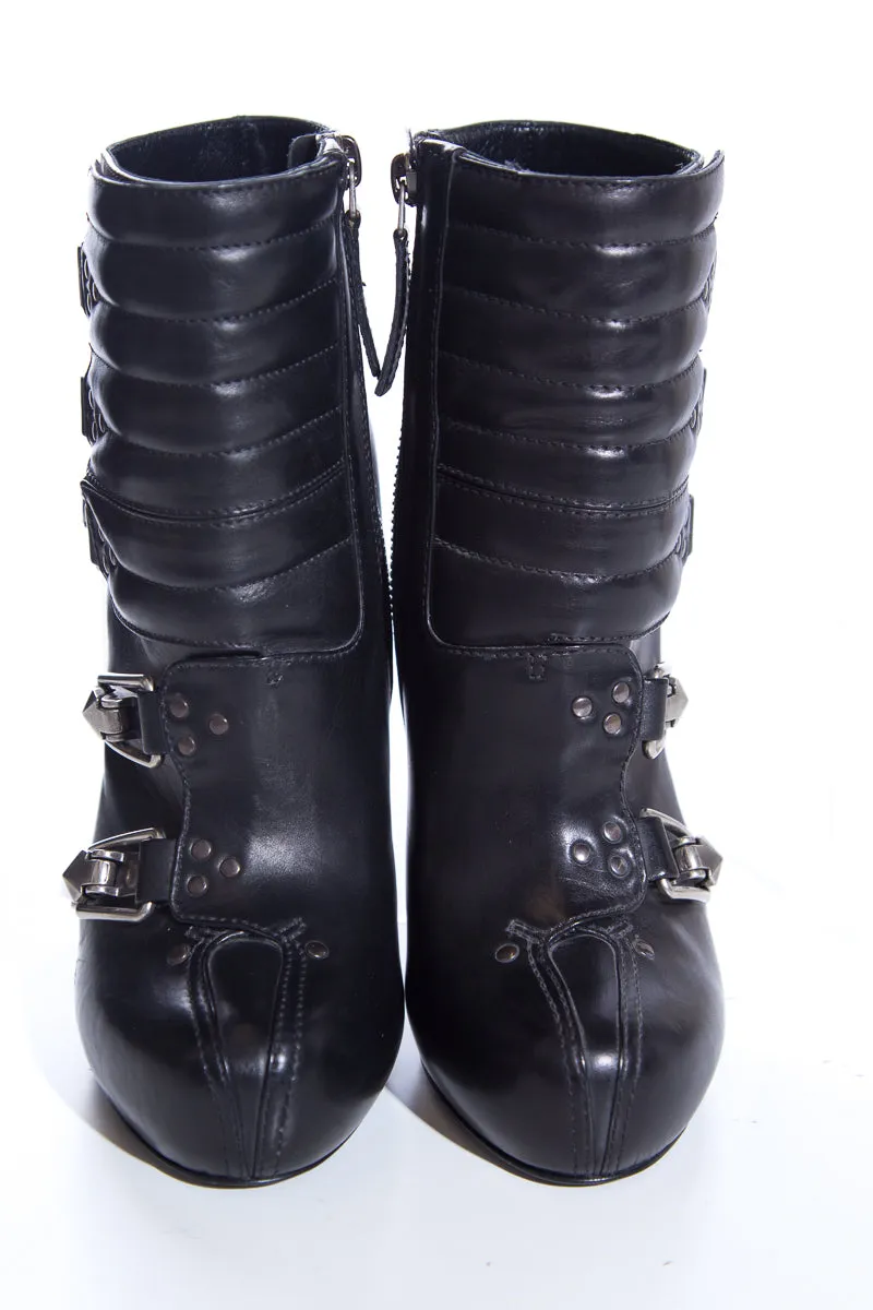 Alexander McQueen Black Leather  Booties SZ 35.5