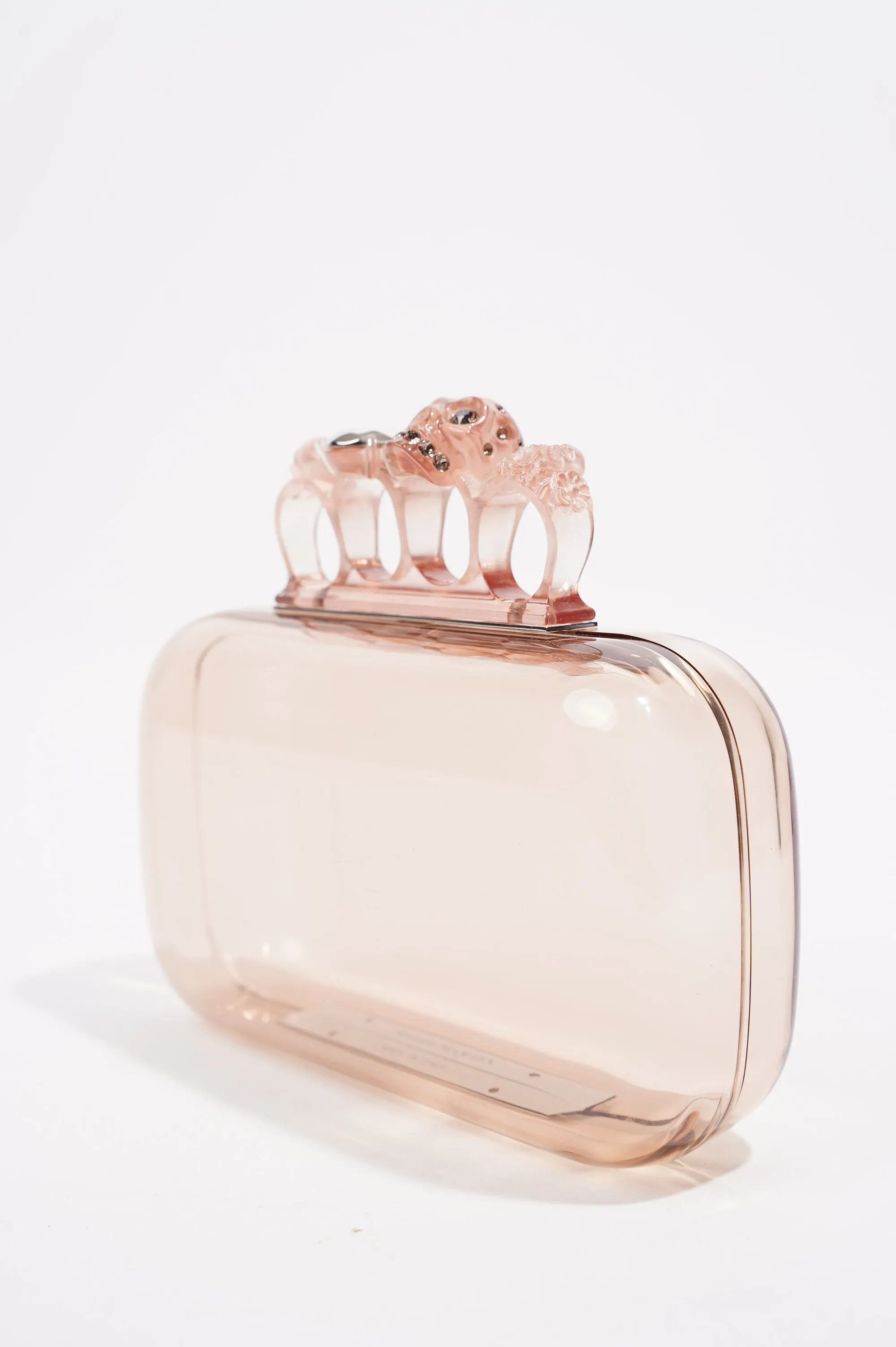 Alexander McQueen Womens Knuckle Clutch Transparent / Pink Acetate