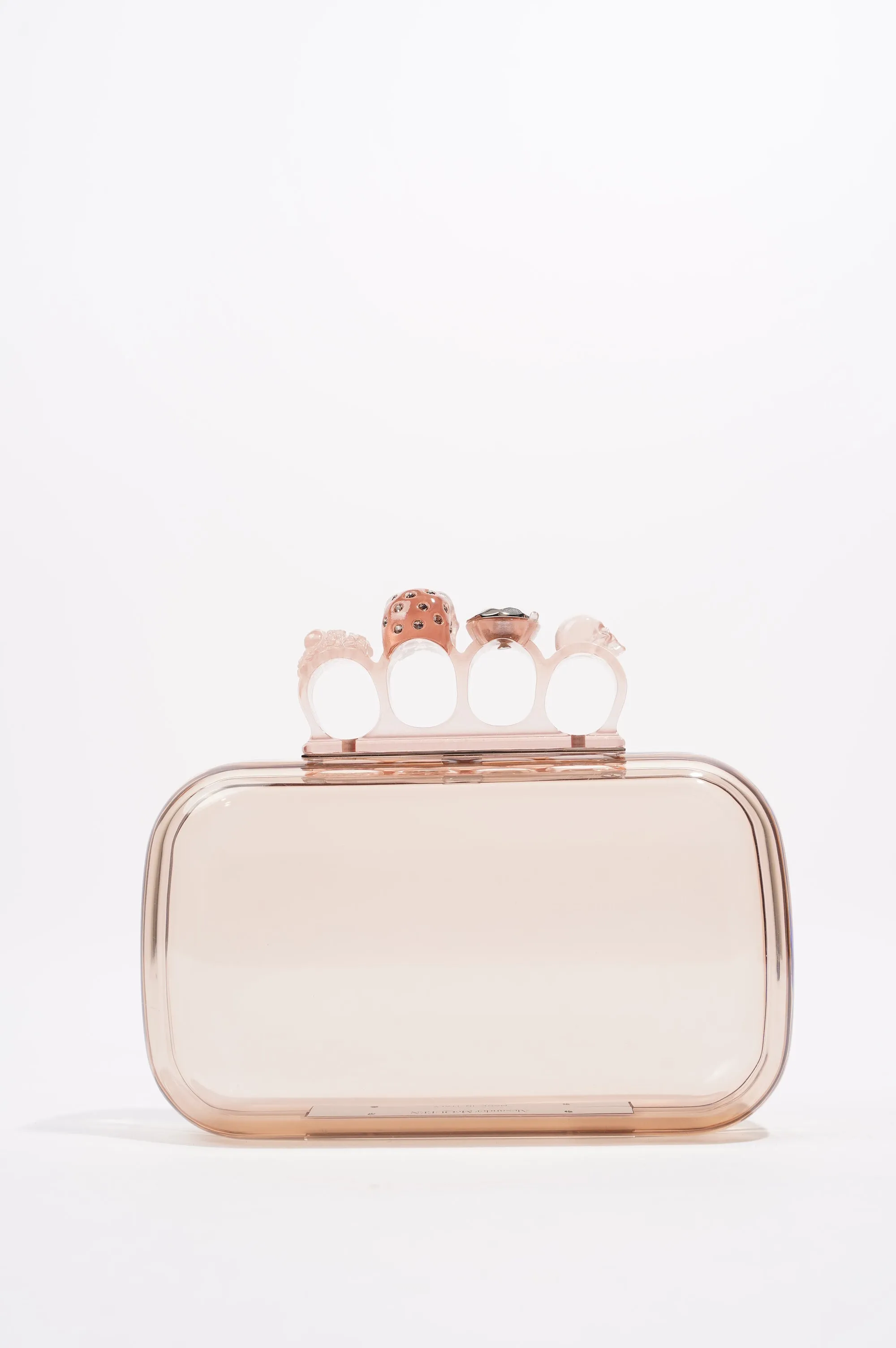 Alexander McQueen Womens Knuckle Clutch Transparent / Pink Acetate