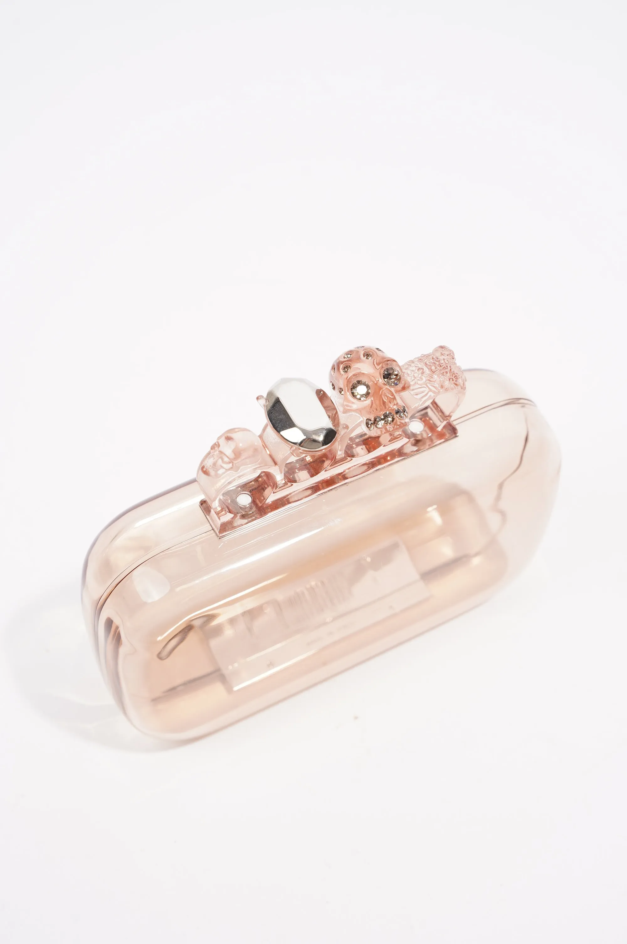 Alexander McQueen Womens Knuckle Clutch Transparent / Pink Acetate