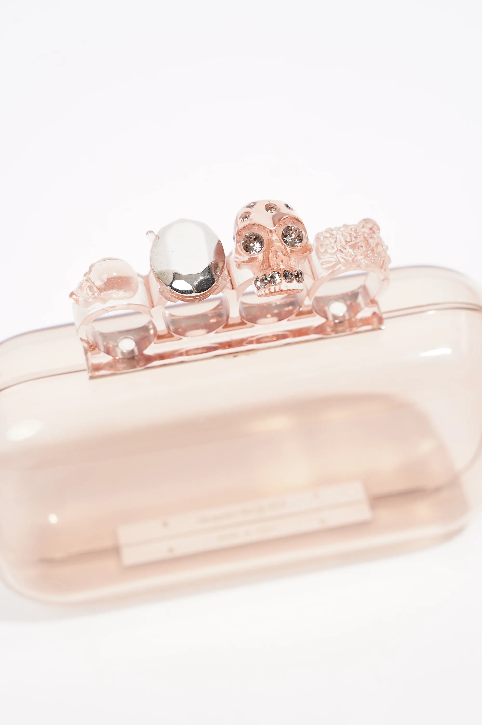 Alexander McQueen Womens Knuckle Clutch Transparent / Pink Acetate