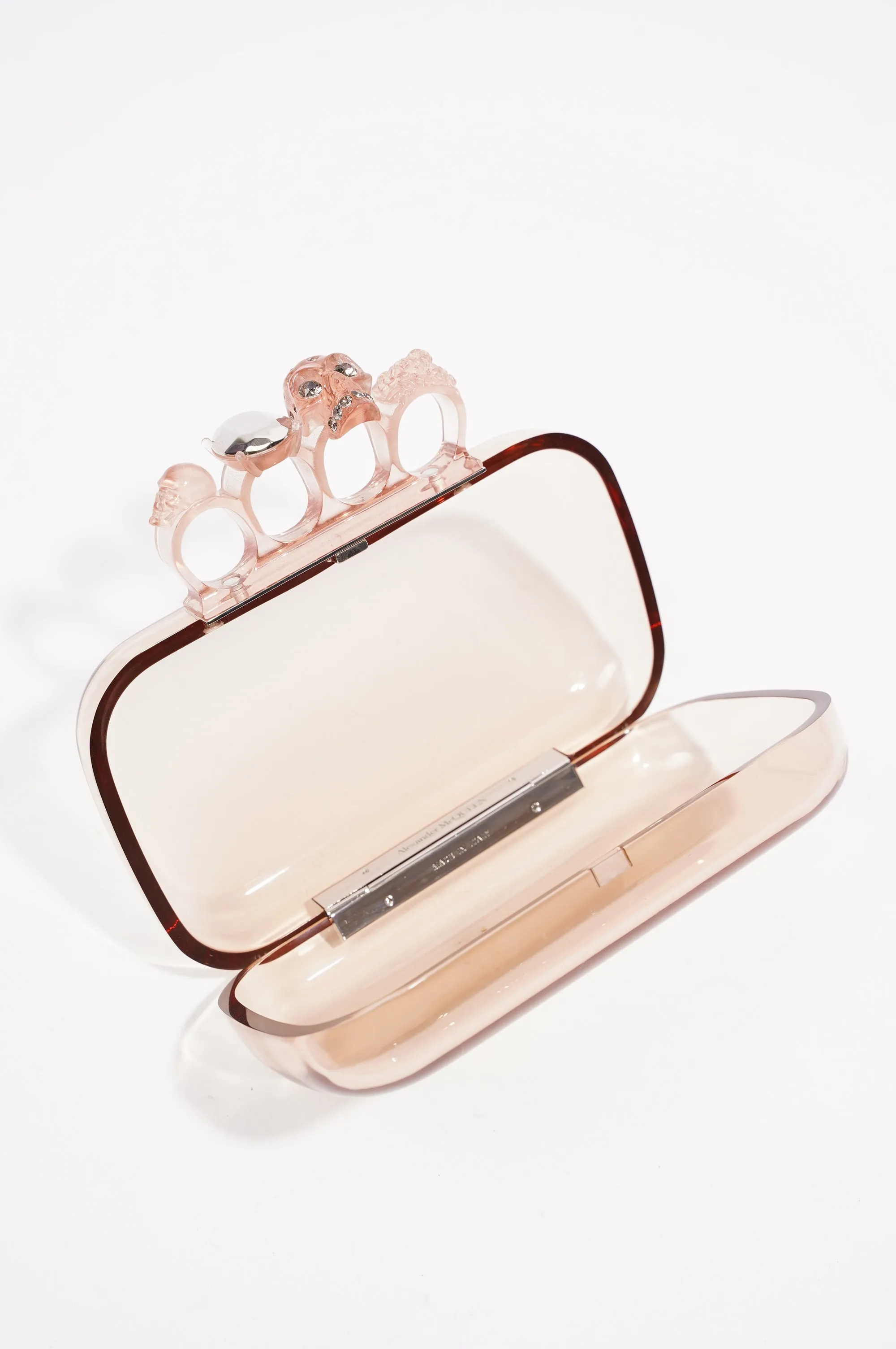 Alexander McQueen Womens Knuckle Clutch Transparent / Pink Acetate