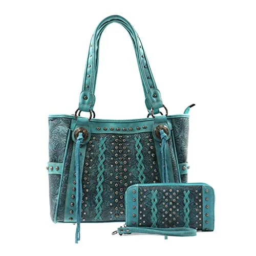 American Bling Floral Embossed Tote and Wallet Set