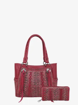 American Bling Floral Embossed Tote and Wallet Set