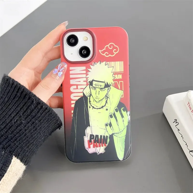 Anime Cartoon Bling Laser Naruto Case For Iphone 11 12 13 14 Pro Max 14pro 14Plus Kakashi Itachi Cosplay Phone Case Funda