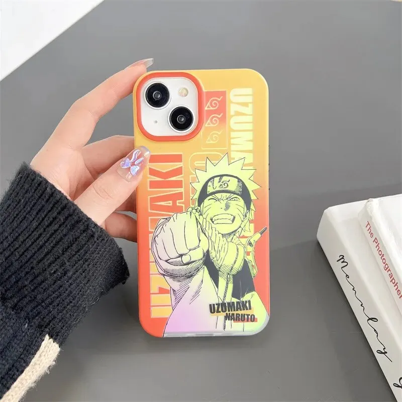 Anime Cartoon Bling Laser Naruto Case For Iphone 11 12 13 14 Pro Max 14pro 14Plus Kakashi Itachi Cosplay Phone Case Funda