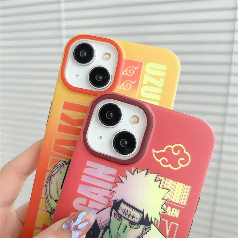 Anime Cartoon Bling Laser Naruto Case For Iphone 11 12 13 14 Pro Max 14pro 14Plus Kakashi Itachi Cosplay Phone Case Funda