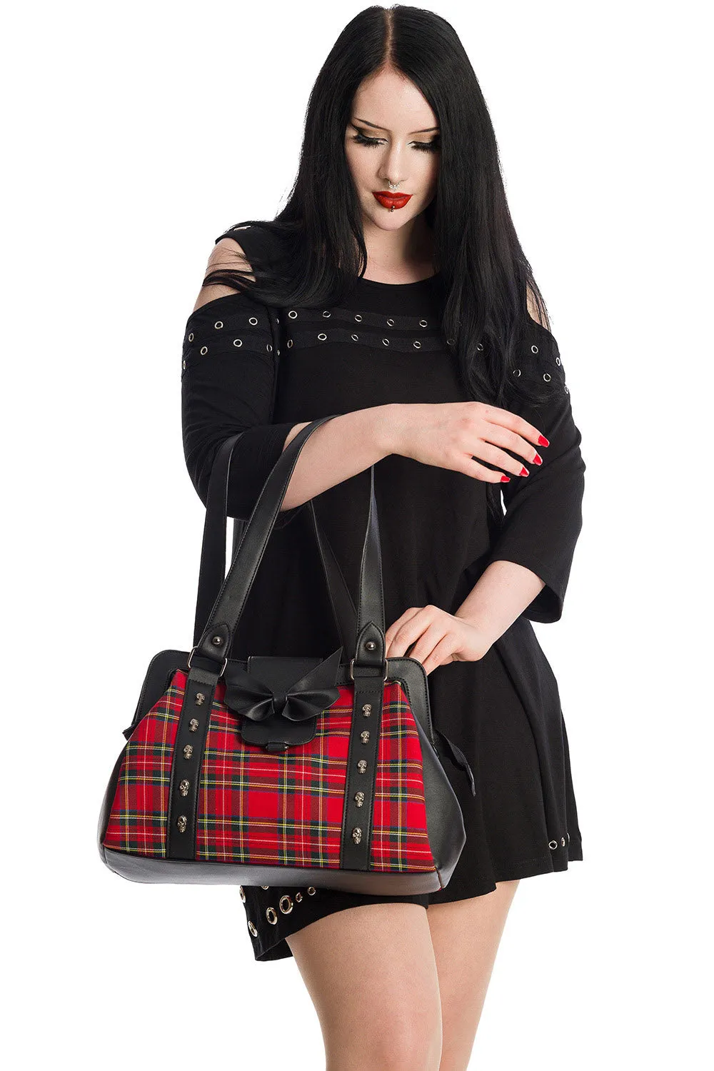 Batwing Bow Plaid Bag [RED]