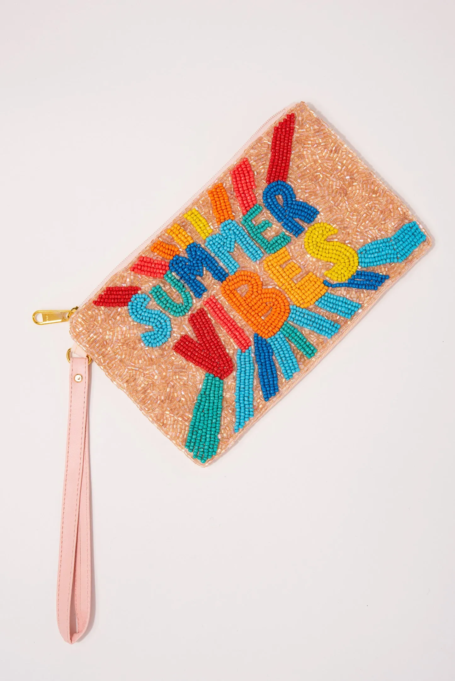 Bella "Summer Vibes" Beaded Wristlet - Peach