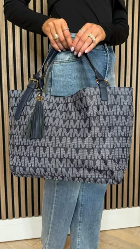 Benton Navy Printed Leather Look Handbag