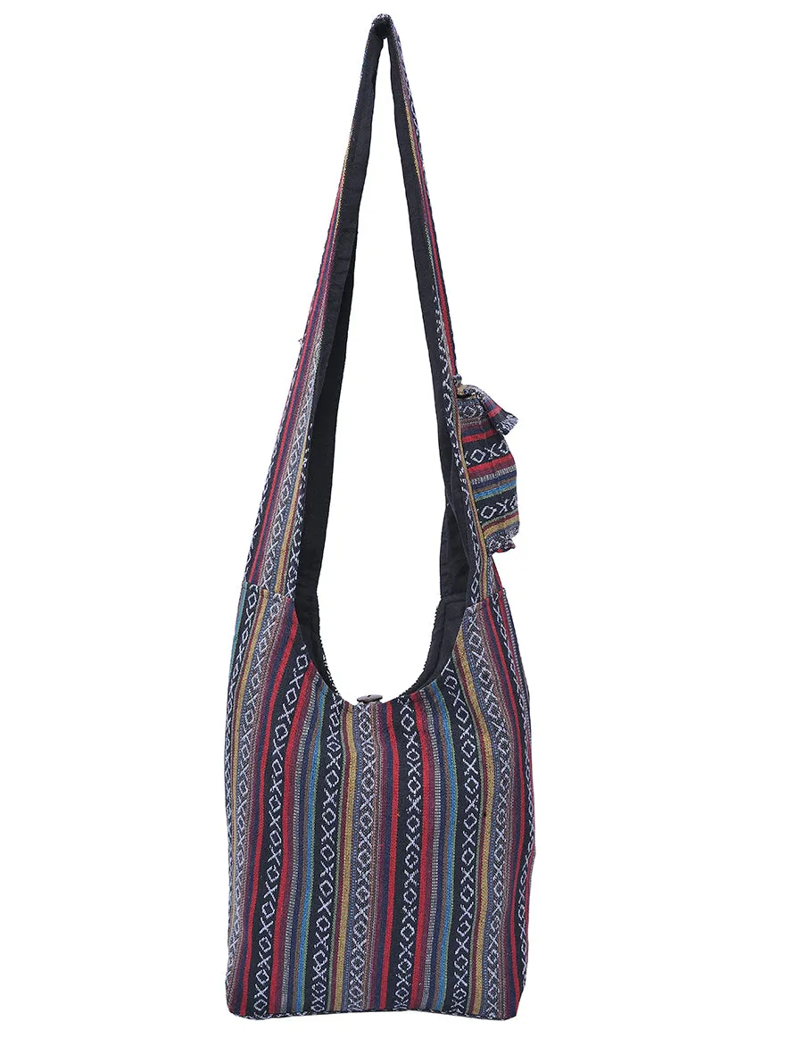 Black Elephant Printed Hobo Bag