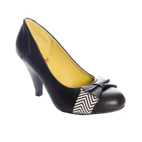 Black Vintage 50s Bow Detail Court Shoes