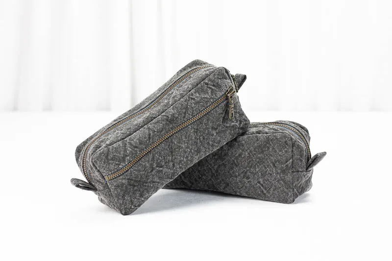 Brick case - Grey stonewashed cotton canvas