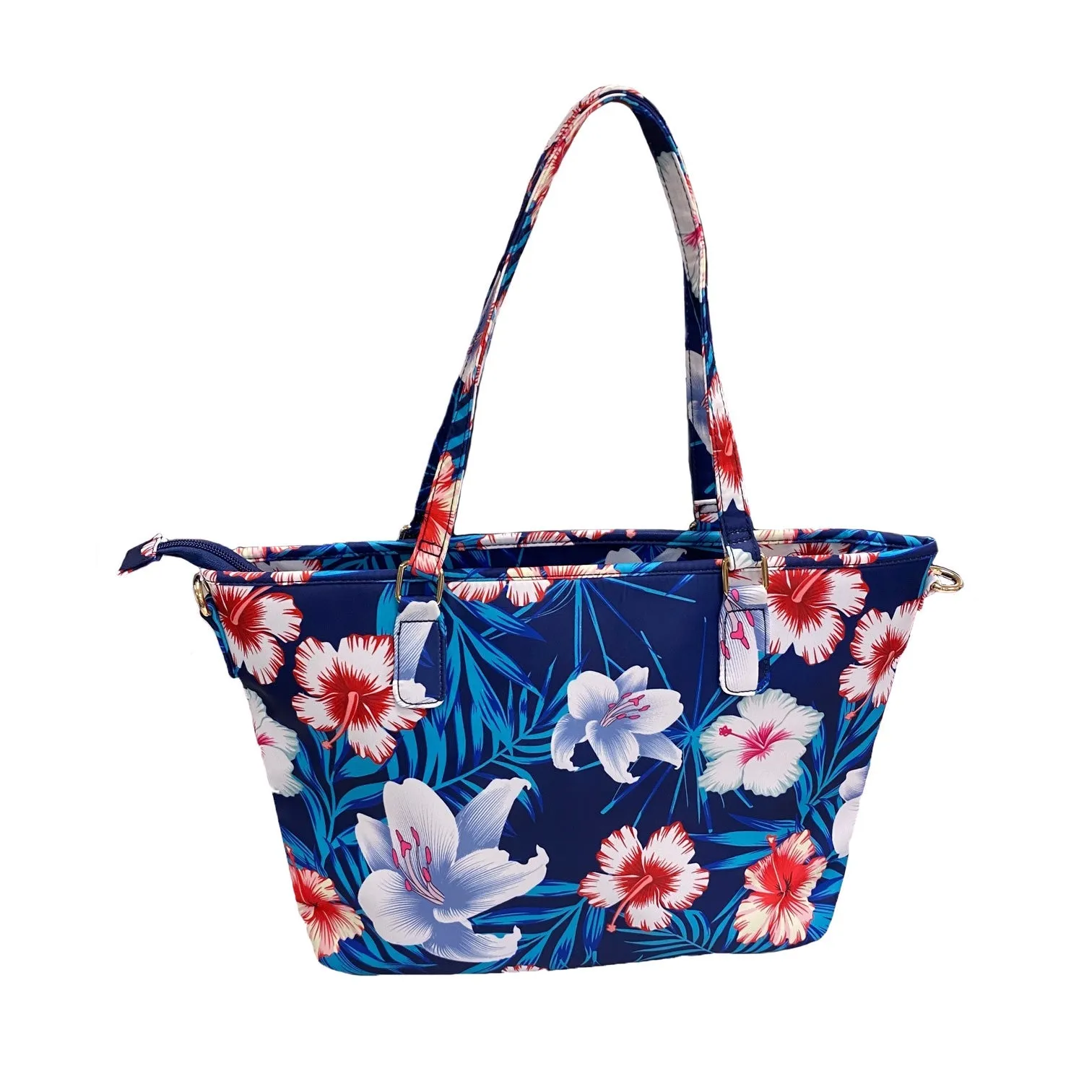 CALOUNDRA - Women's Blue Colorful Flower Tote Bag