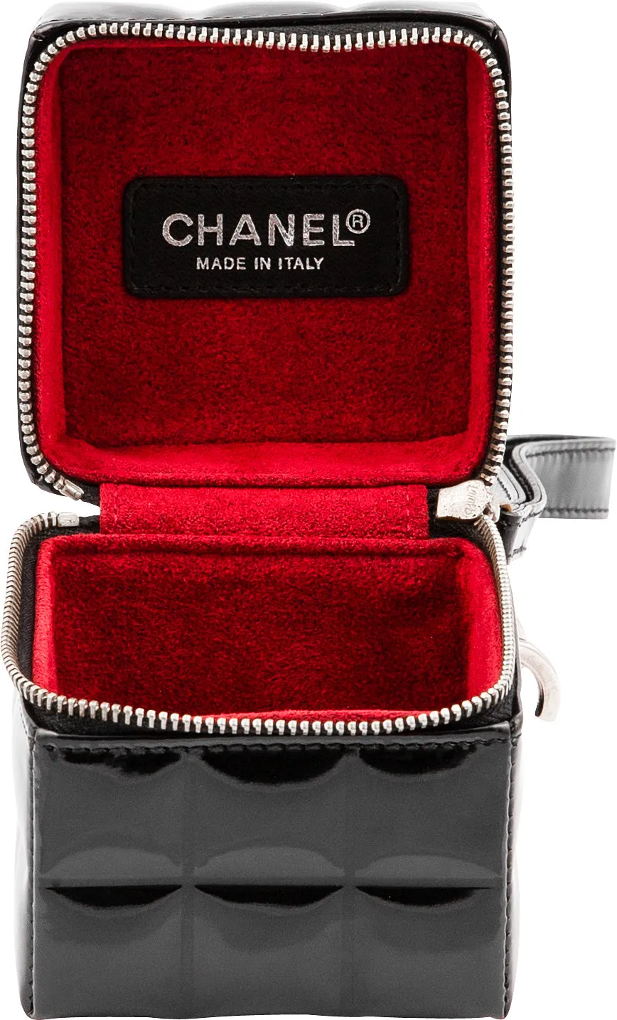 Chanel Black Quilted Patent Leather Rubik's Cube Wristlet