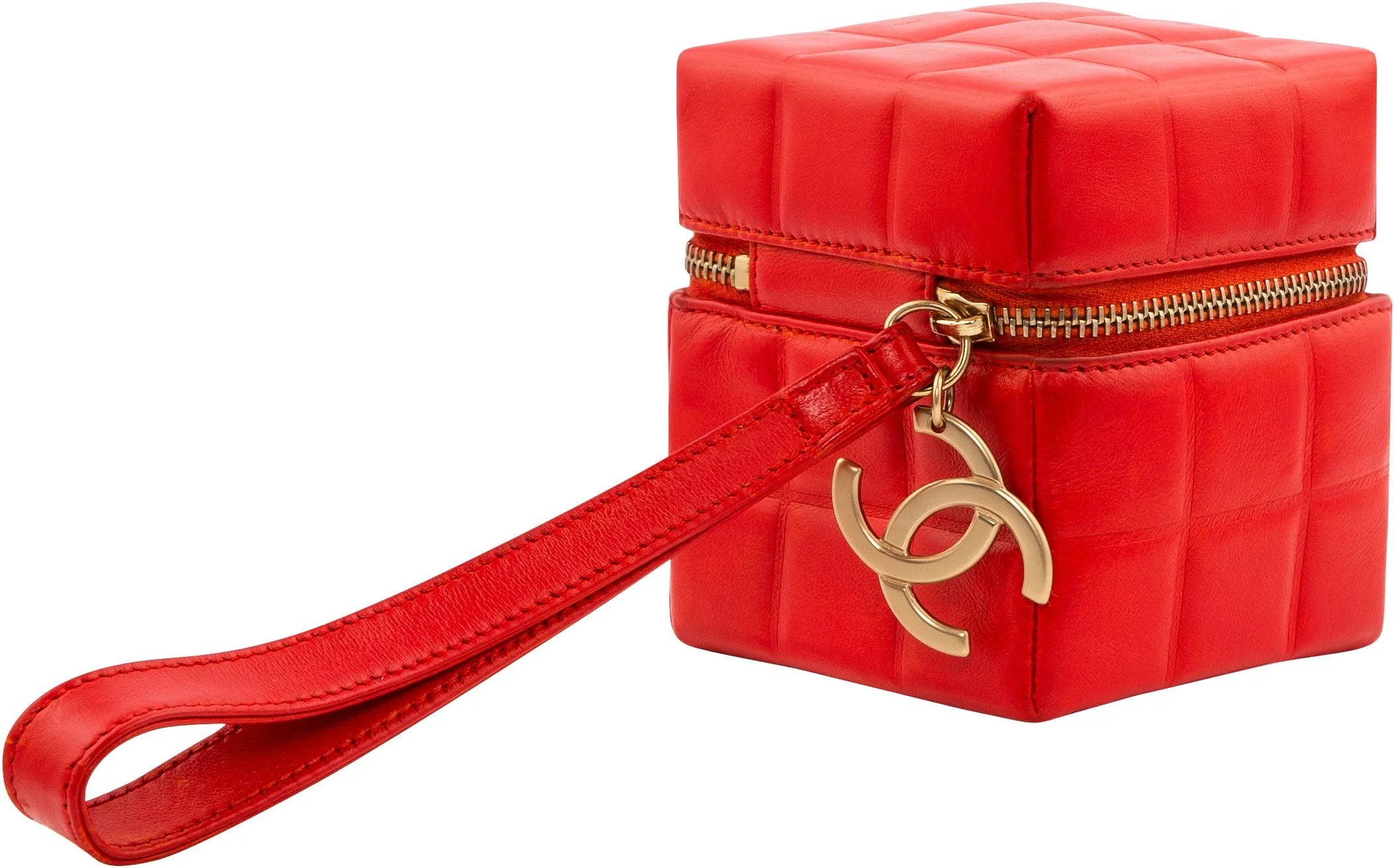 Chanel Spring 2004 Red Quilted Patent Leather Rubik's Cube Wristlet