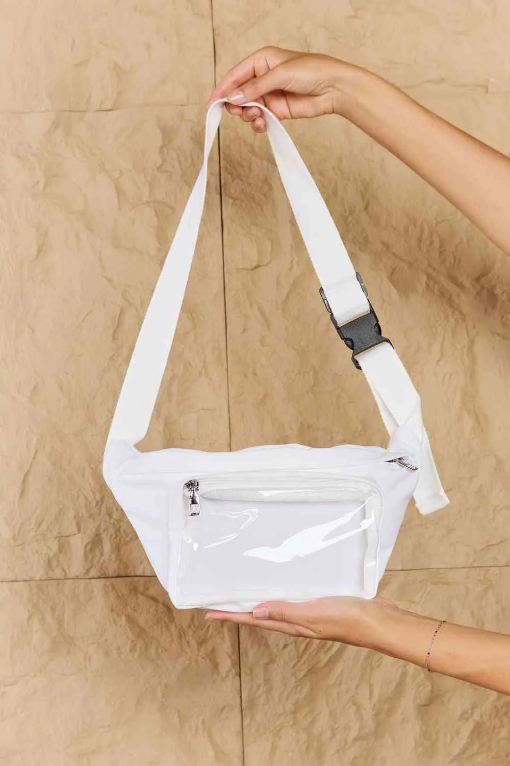 Clear Pocket Zip Up Fanny Handbag