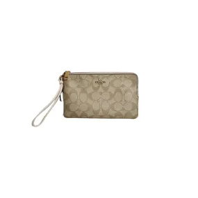 Coach Beige Coated Canvas Large Monogram Wristlet | Gently Used |