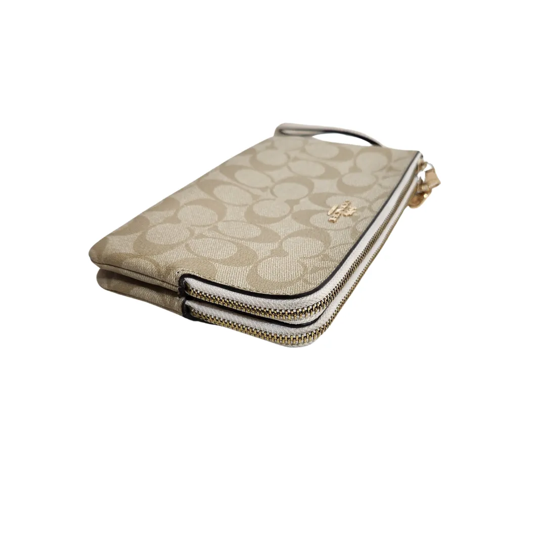 Coach Beige Coated Canvas Large Monogram Wristlet | Gently Used |