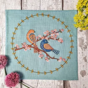 Corinne Lapierre - Printed Linen Embroidery Kit Birds & Blossoms