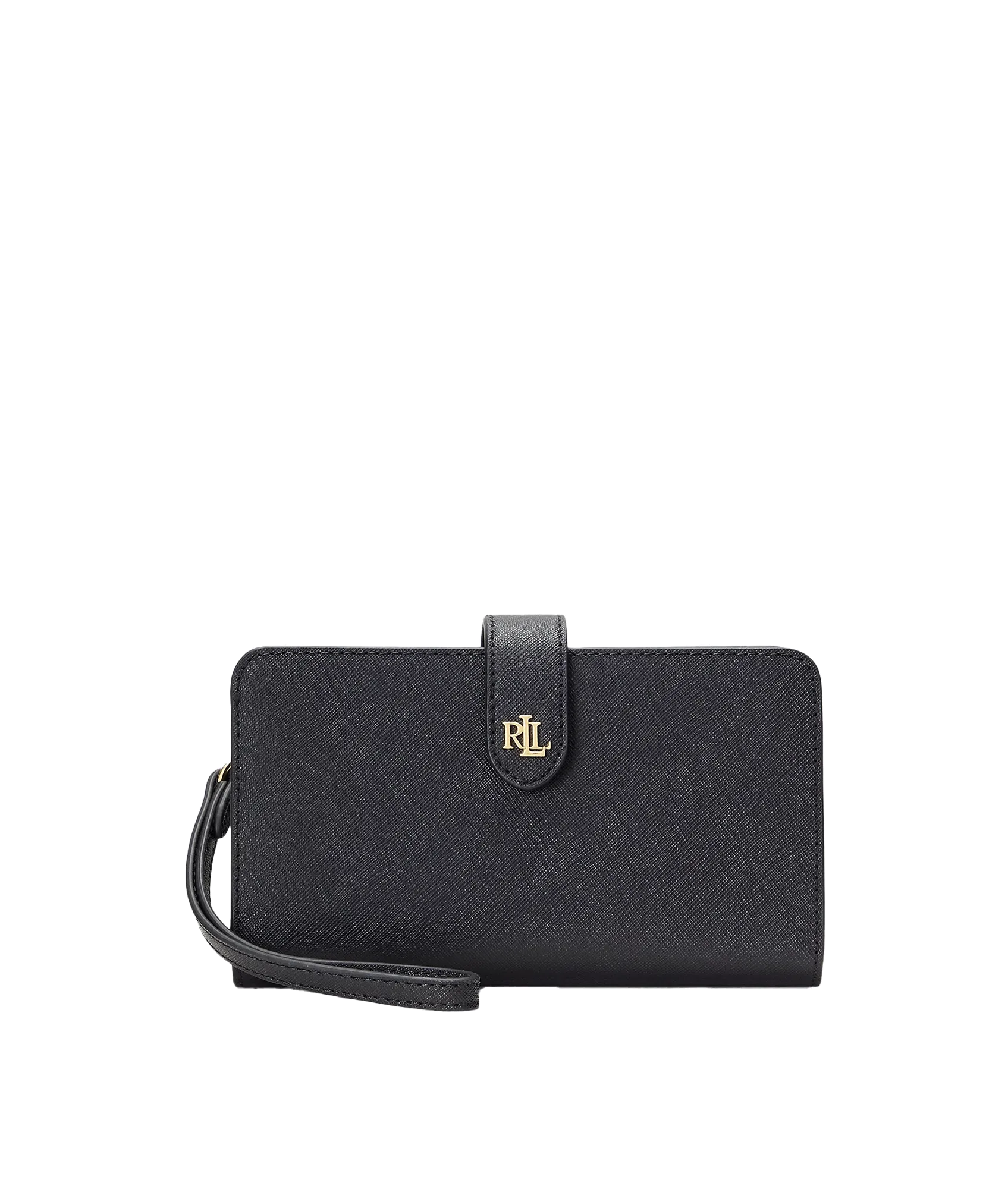 Crosshatch Leather Tech Wristlet - Black