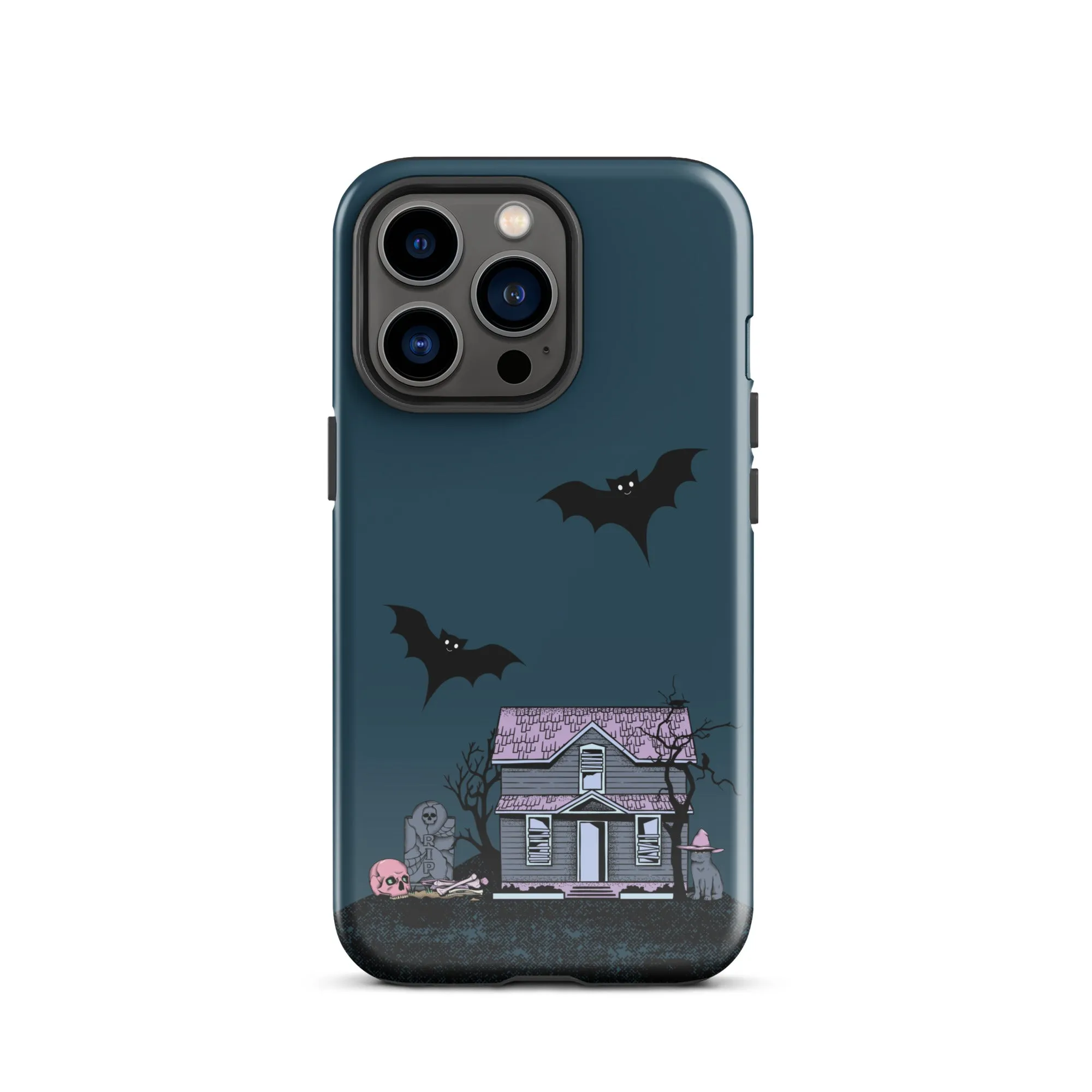 Dark Blue Halloween Haunted premium iPhone case