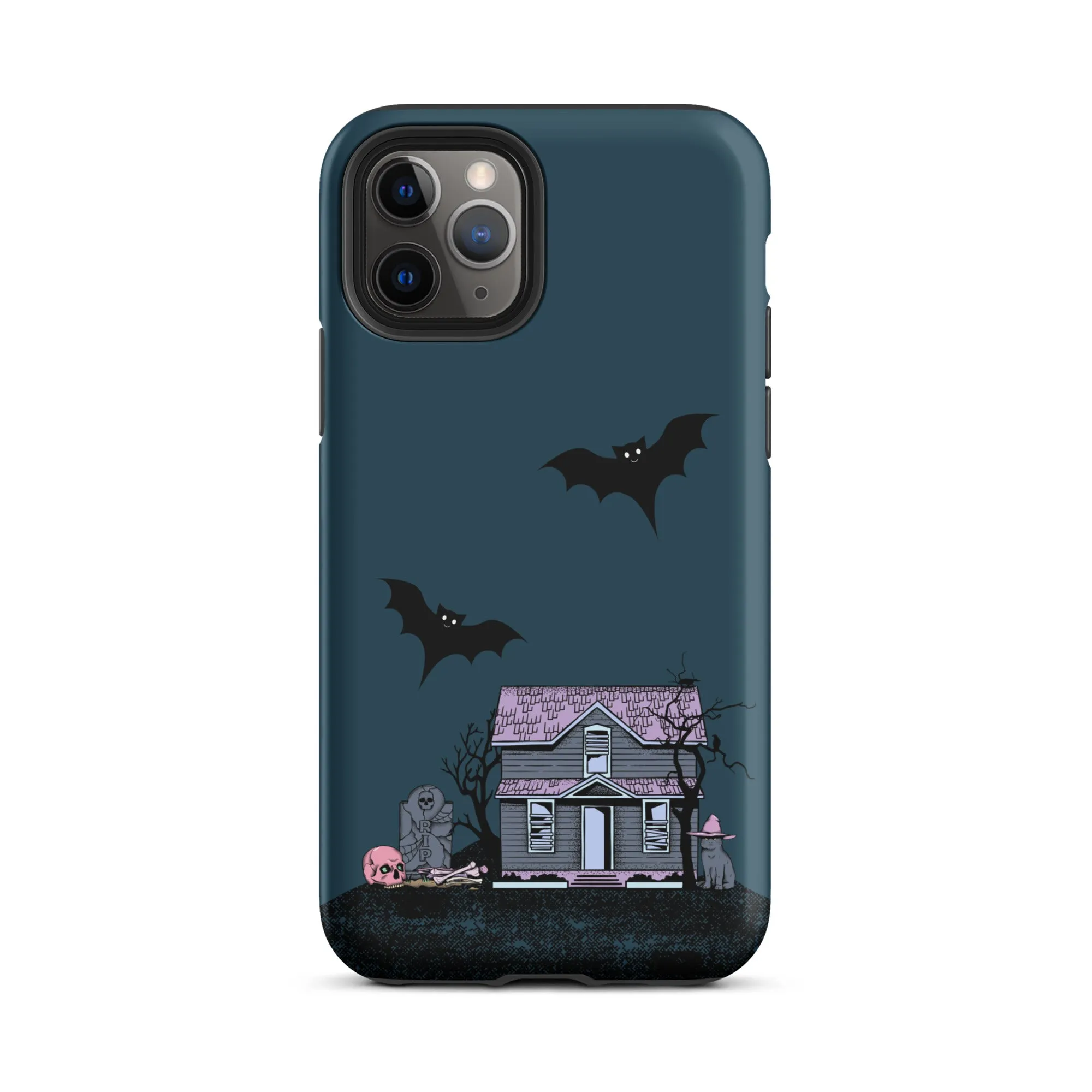 Dark Blue Halloween Haunted premium iPhone case