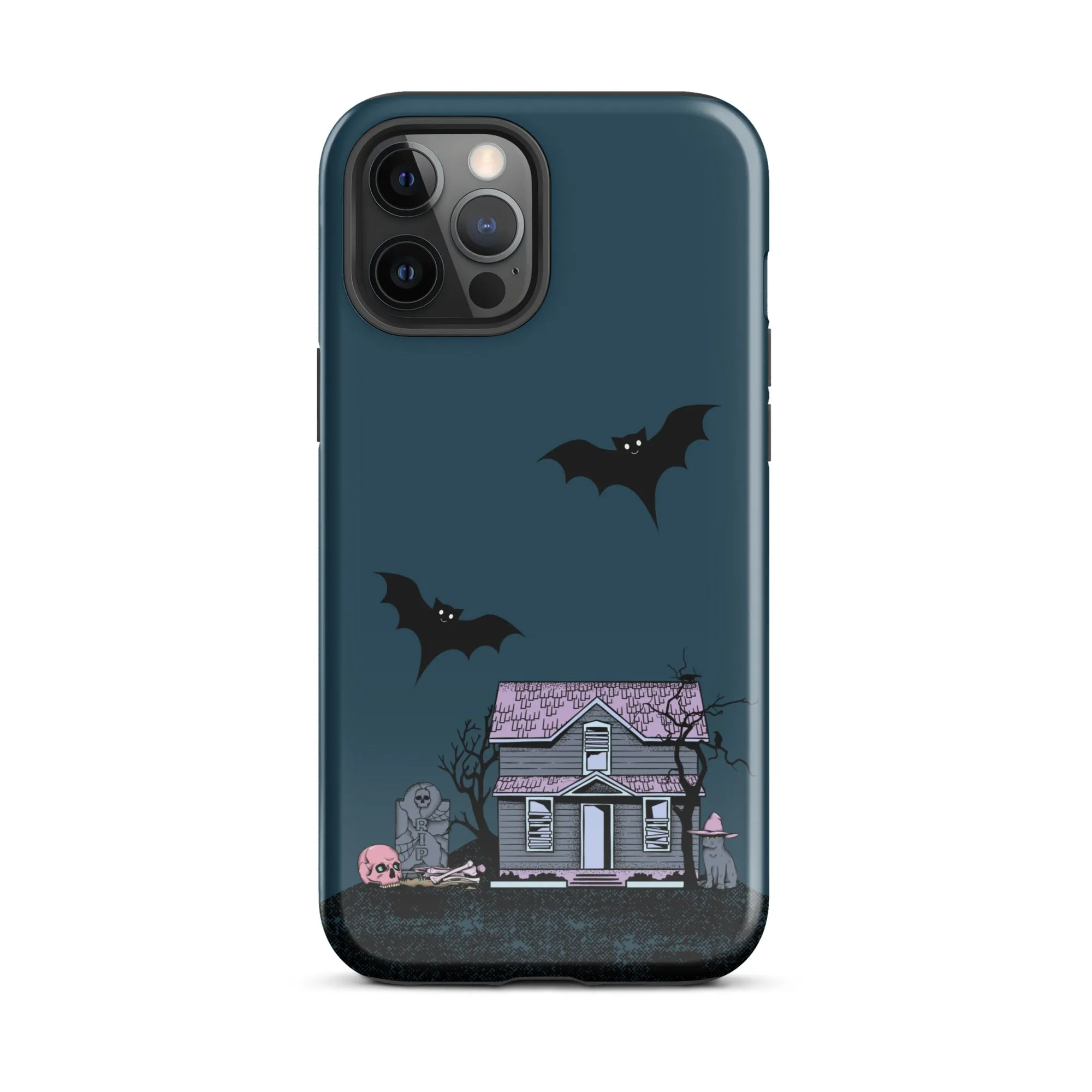 Dark Blue Halloween Haunted premium iPhone case