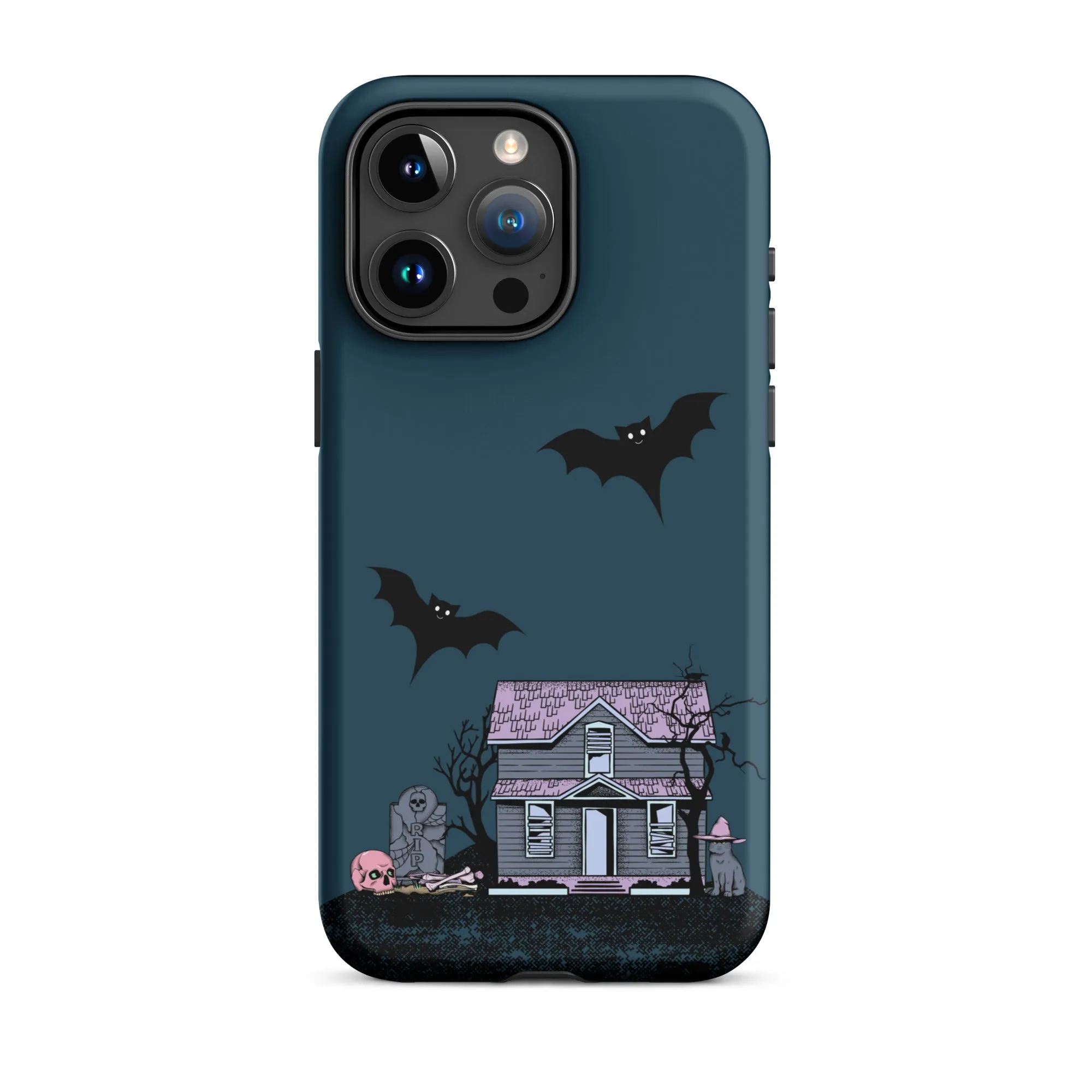 Dark Blue Halloween Haunted premium iPhone case