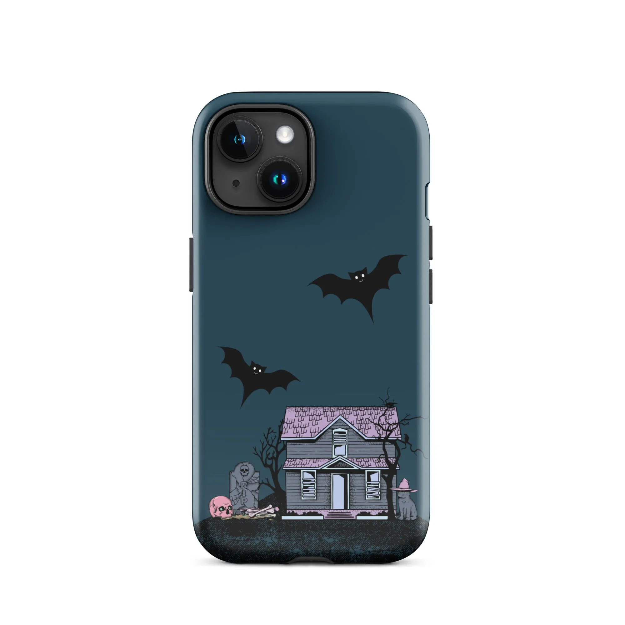 Dark Blue Halloween Haunted premium iPhone case