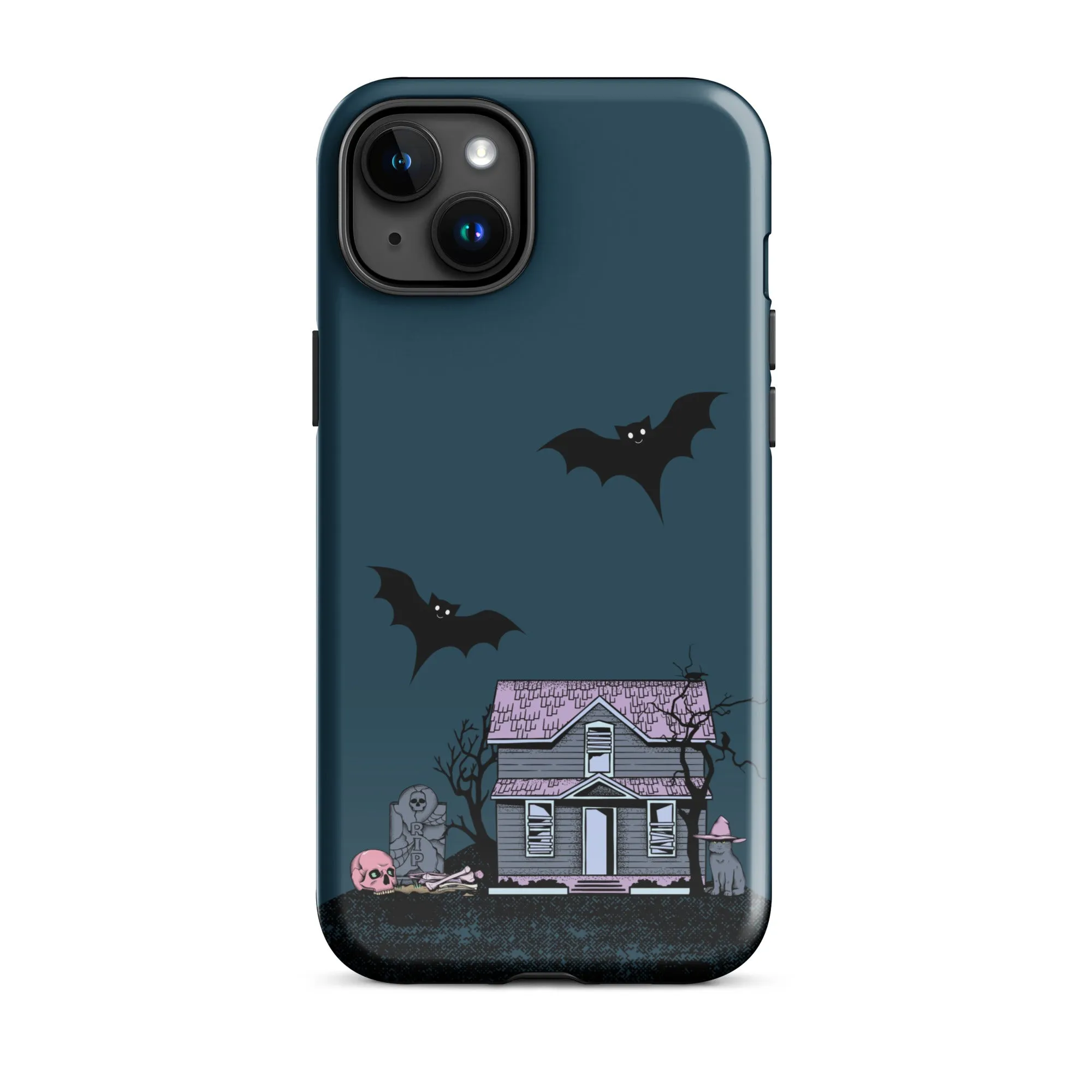 Dark Blue Halloween Haunted premium iPhone case