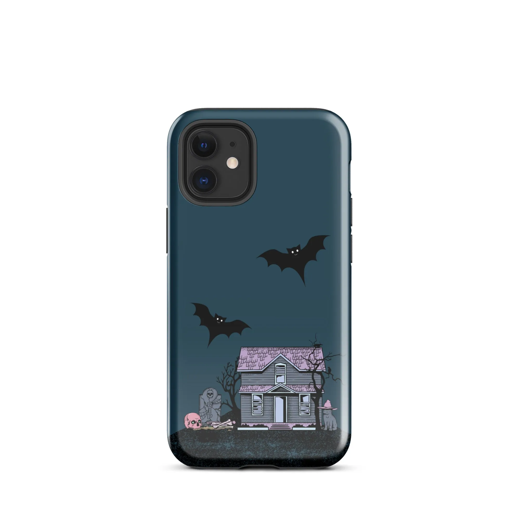 Dark Blue Halloween Haunted premium iPhone case