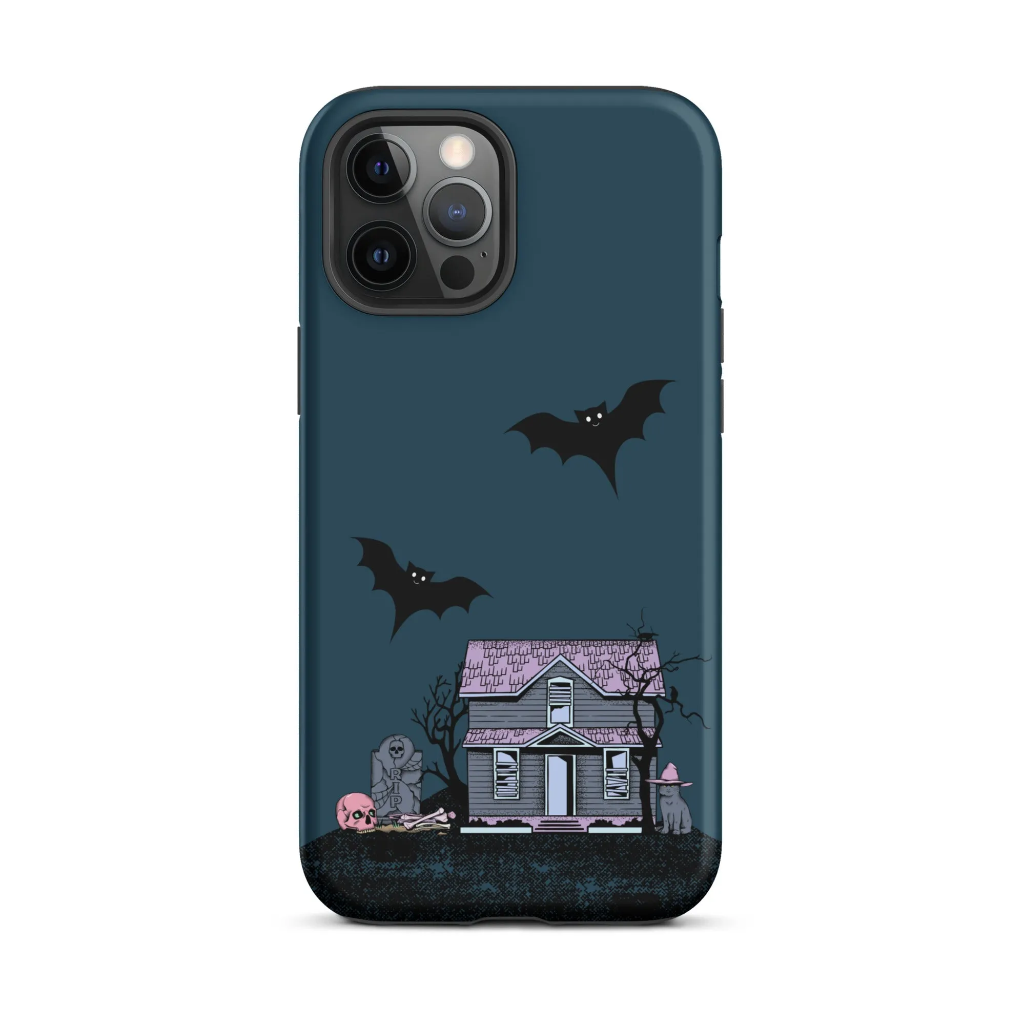 Dark Blue Halloween Haunted premium iPhone case