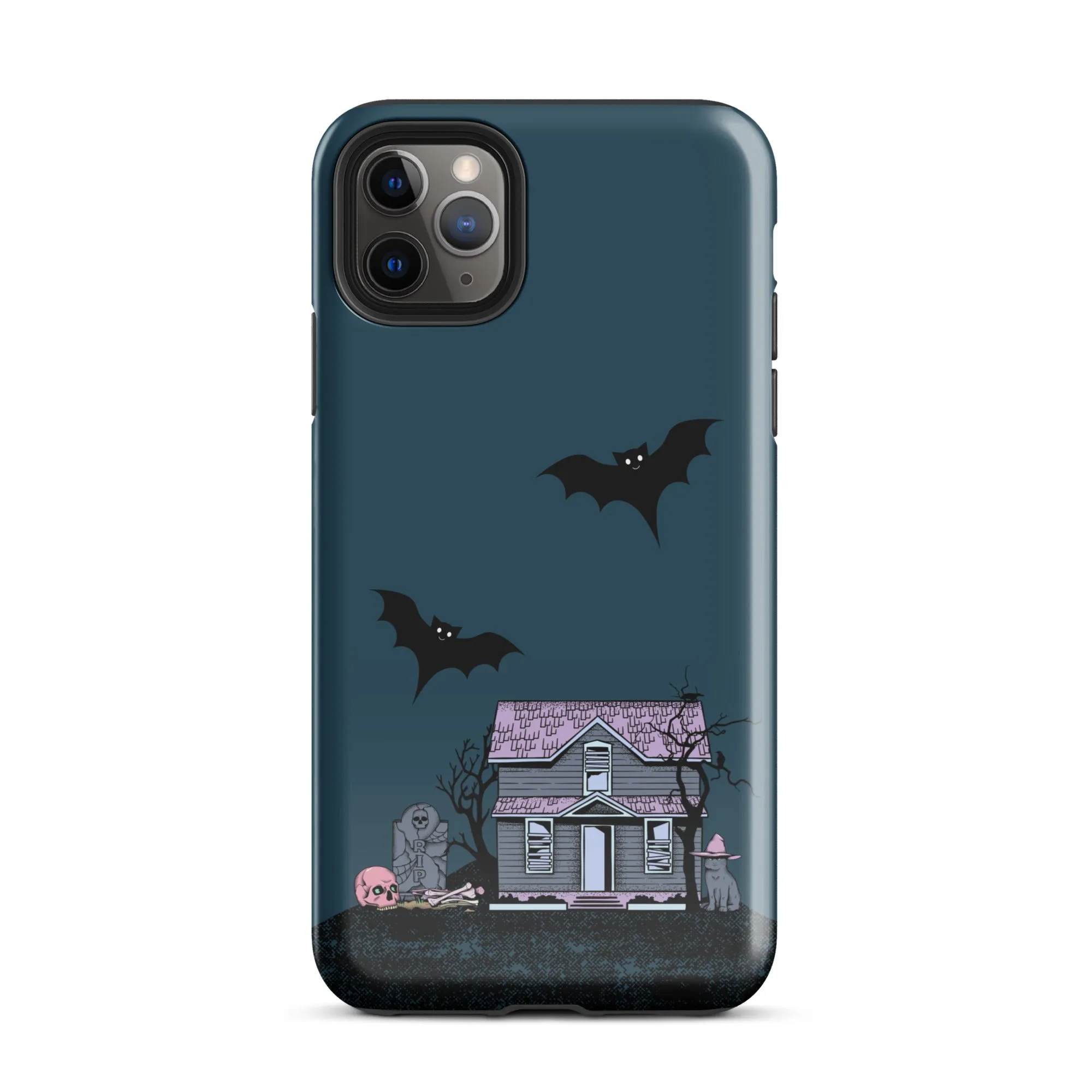 Dark Blue Halloween Haunted premium iPhone case