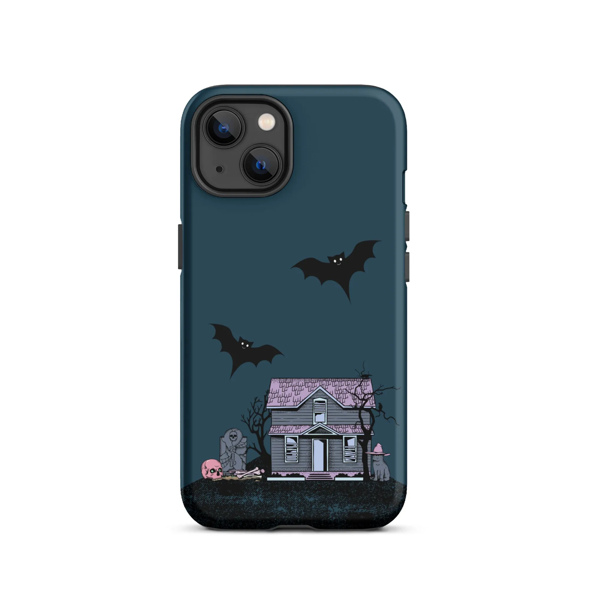 Dark Blue Halloween Haunted premium iPhone case