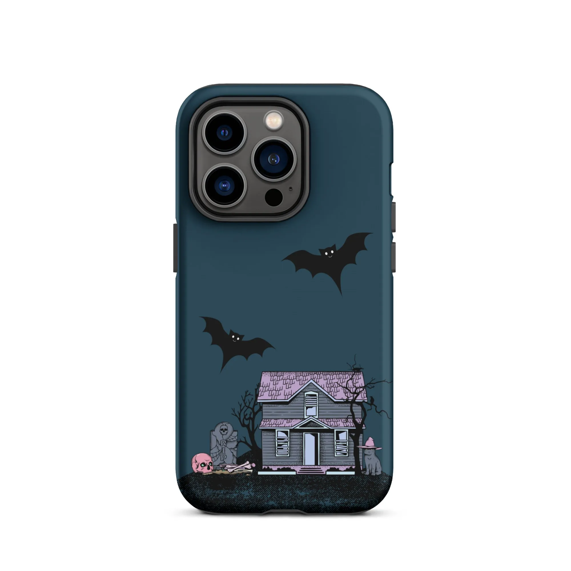 Dark Blue Halloween Haunted premium iPhone case