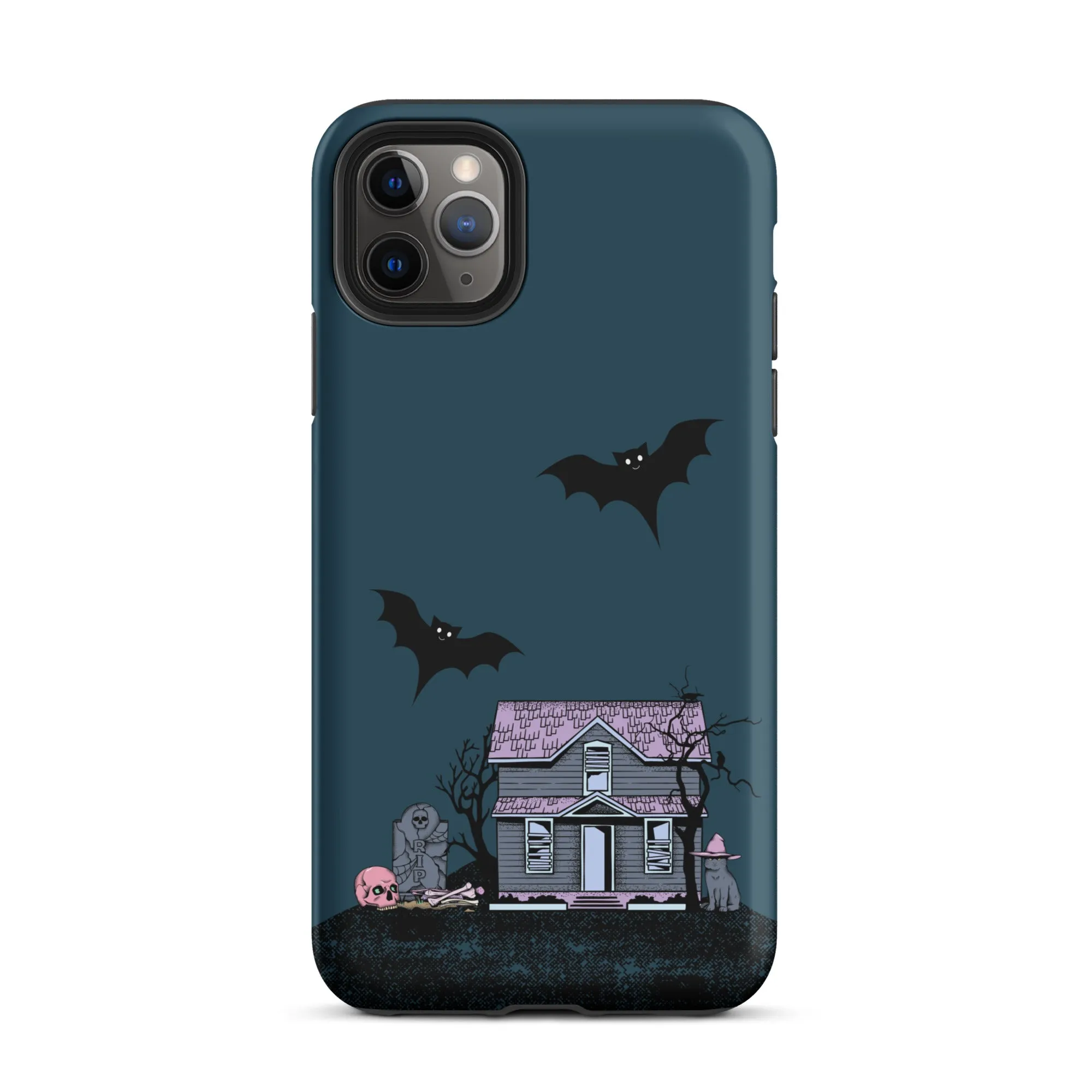 Dark Blue Halloween Haunted premium iPhone case