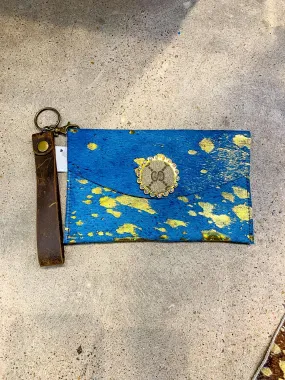 Dax G Upcycled Cowhide Wristlet  - Blue