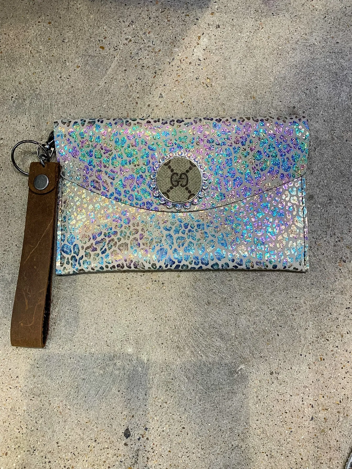 Dax G Upcycled Cowhide Wristlet  - Unicorn Rainbow