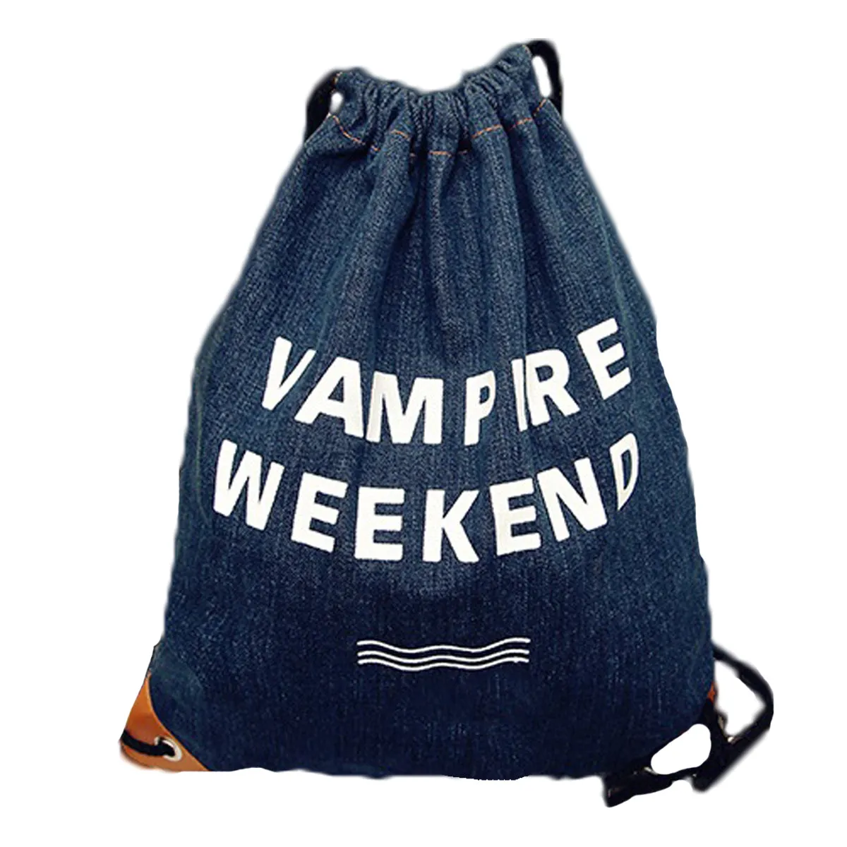 Denim Drawstring Bag