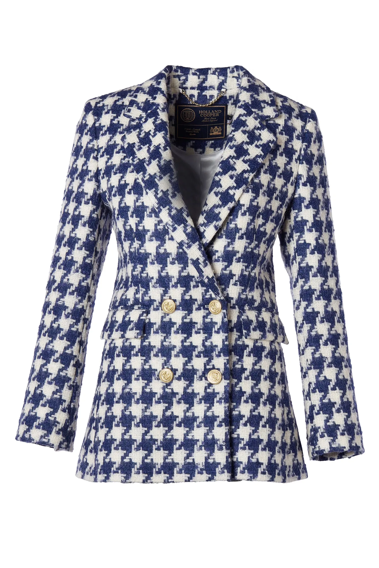 Double Breasted Blazer (Large Scale Navy Houndstooth)