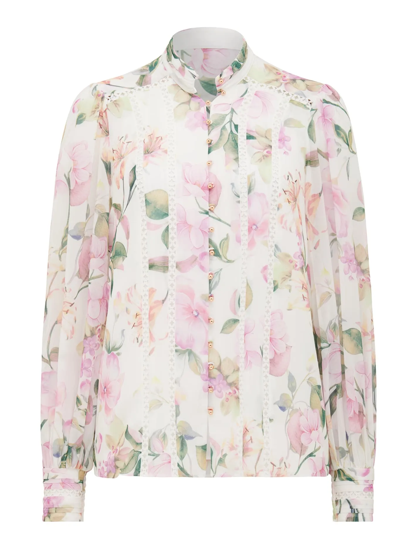 Fifi Printed Trim Spliced Blouse