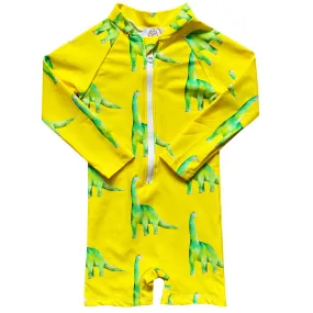 Fluro Dinosaurs Unisex Long Sleeve Zip Swimmers