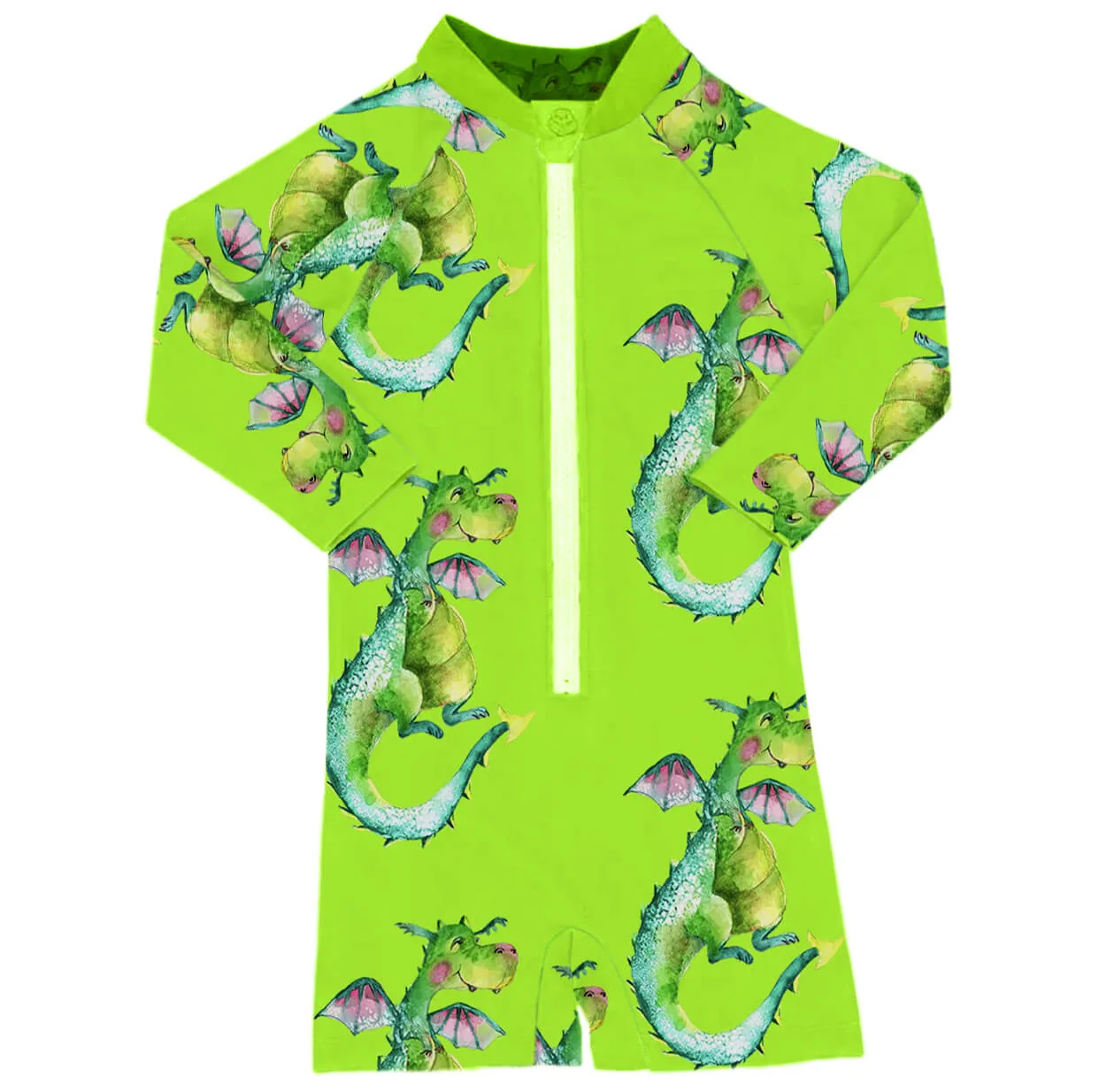 Fluro Dragon Unisex Long Sleeve Zip Swimmers