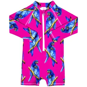 Fluro Macaw Unisex Long Sleeve Zip Swimmers