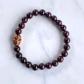 Garnet and Copper Skull Bracelet